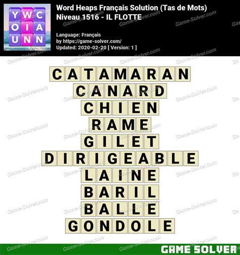 Solution Wordalot Niveau 1516 .